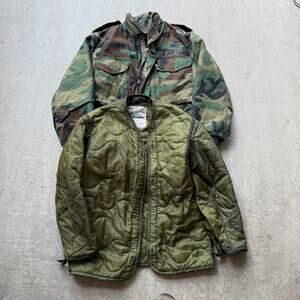 Vintage 80's US Air Force 3-In-1 Cold Weather Camouflage Coat W/ Liner Jacket XS